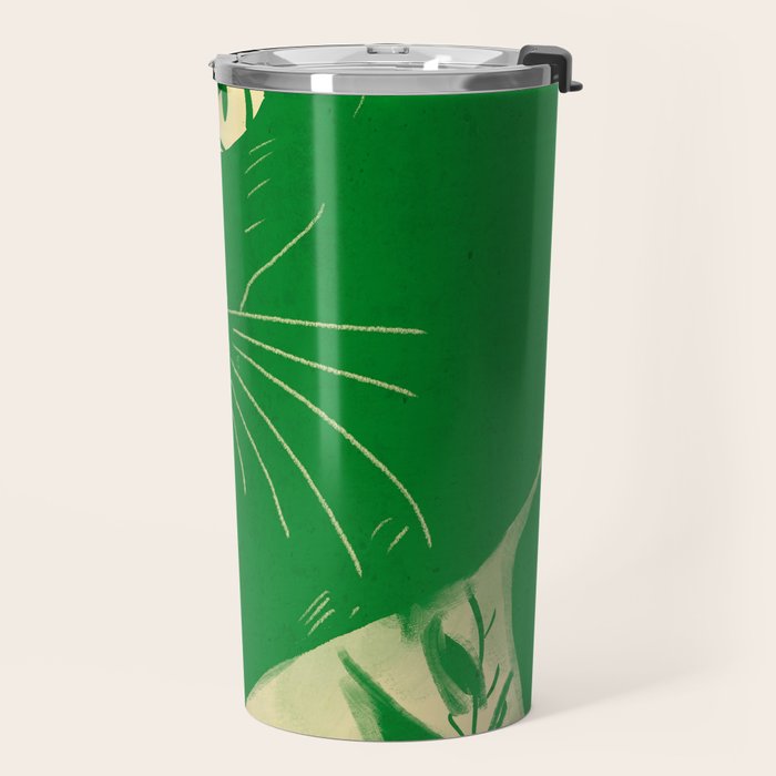 Minimalist Green Cat 2 Travel Mug Gallery Image 2