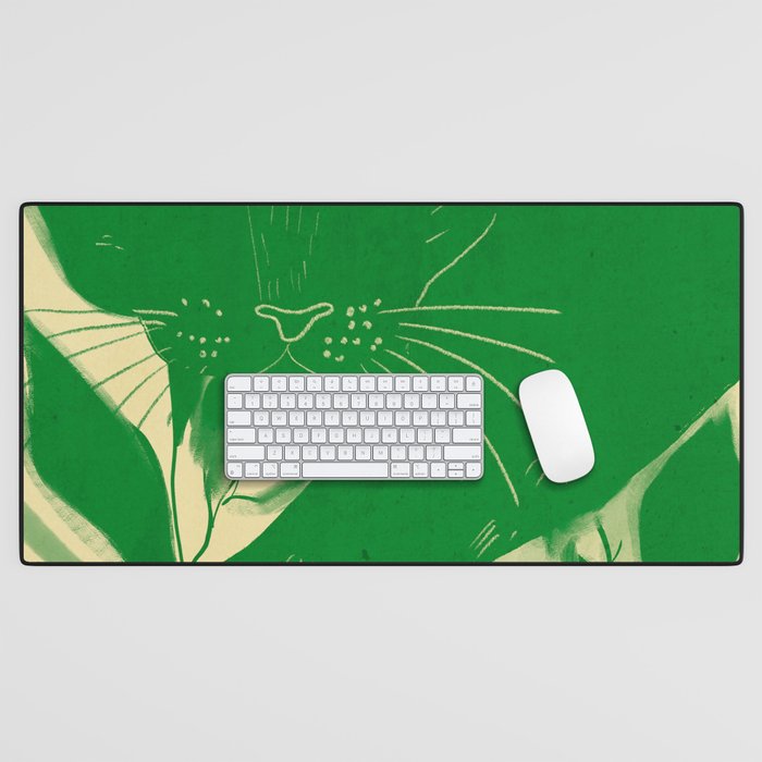 Minimalist Green Cat 2 Desk Mat Gallery Image 1