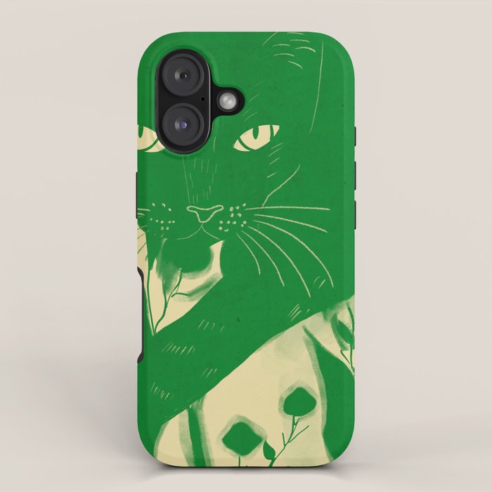 Minimalist Green Cat 2 iPhone Case Gallery Image 1