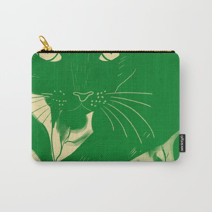 Minimalist Green Cat 2 Carry All Pouch Gallery Image 1