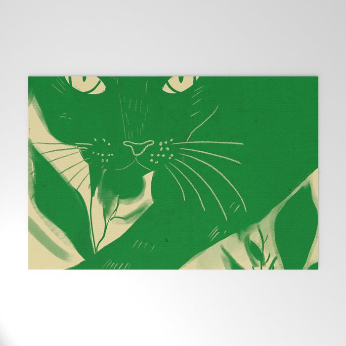 Minimalist Green Cat 2 Welcome Mat Gallery Image 1