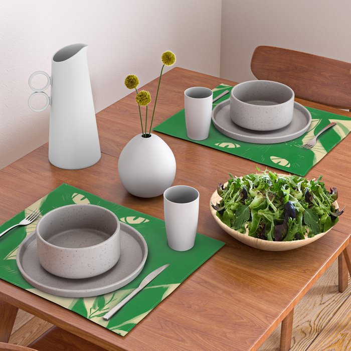 Minimalist Green Cat 2 Placemat Gallery Image 2