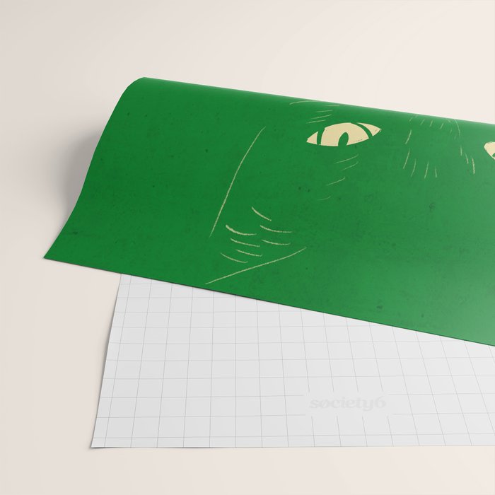 Minimalist Green Cat 2 Wrapping Paper Gallery Image 2
