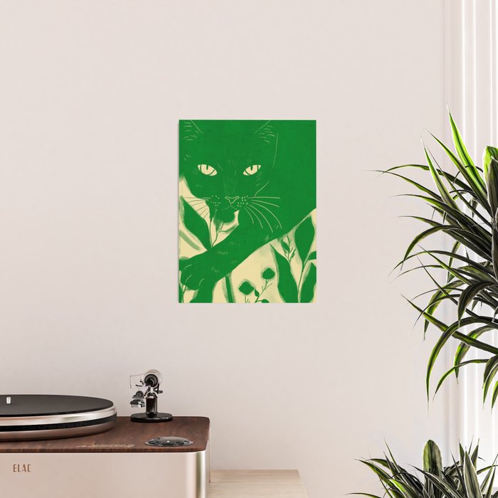 Minimalist Green Cat 2 Poster Gallery Image 2