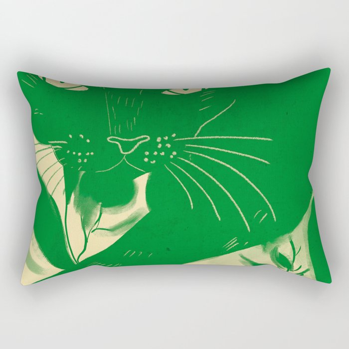 Minimalist Green Cat 2 Rectangular Pillow Gallery Image 2