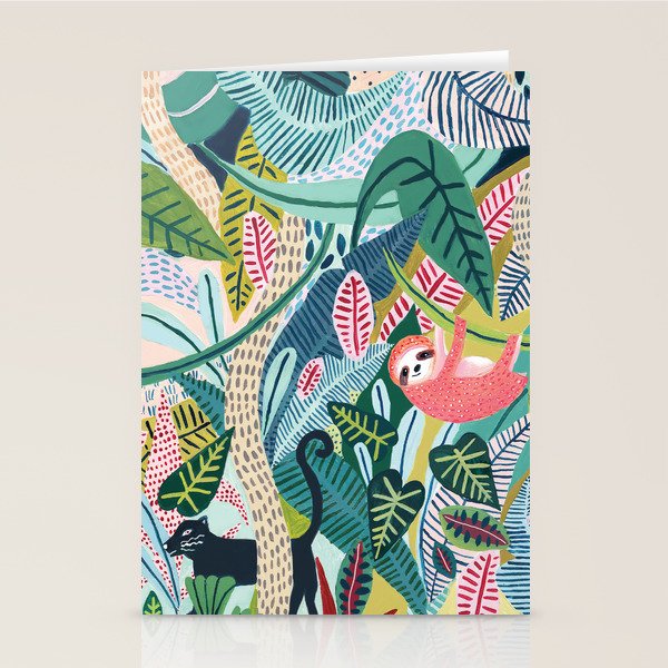 Jungle Sloth & Panther Pals Stationery Card Gallery Image 2
