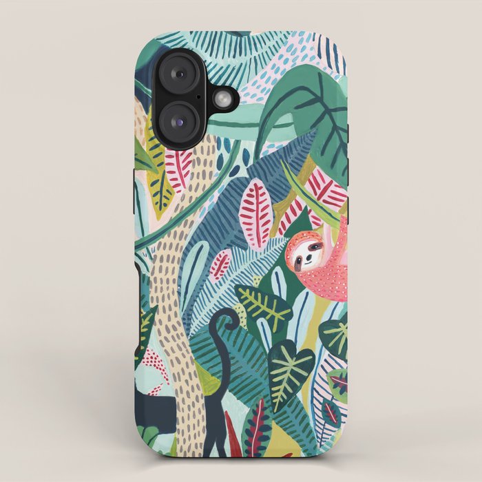 Jungle Sloth & Panther Pals iPhone Case Gallery Image 1