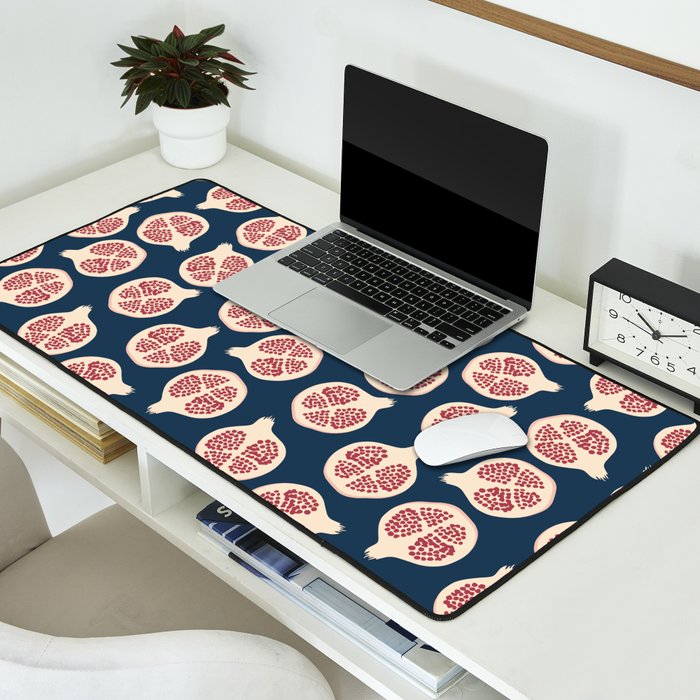 Pomegranate Fruit Navy Blue Desk Mat Gallery Image 2