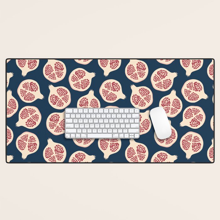 Pomegranate Fruit Navy Blue Desk Mat Gallery Image 1