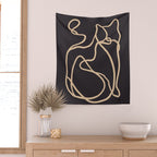 Abstract Line Art Cat 2 Wall Tapestry Gallery Image 2