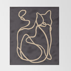 Abstract Line Art Cat 2 Throw Blanket Gallery Image 2