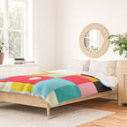 Geometric Bauhaus Pattern | Retro Arcade Video Game | Abstract Shapes Duvet Cover Gallery Image 2