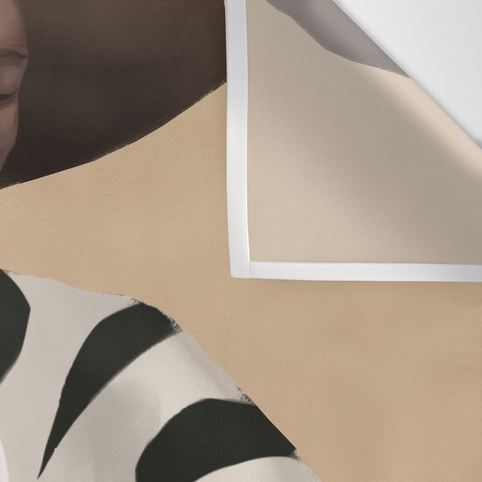 Woman in Stripes Holding a White Rabbit Wall Tapestry Gallery Image 3