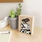 Woman in Stripes Holding a White Rabbit Mini Art Print Gallery Image 2
