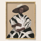 Woman in Stripes Holding a White Rabbit Serving Tray Gallery Image 1