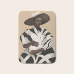 Woman in Stripes Holding a White Rabbit Bath Mat Gallery Image 1
