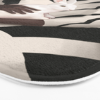 Woman in Stripes Holding a White Rabbit Bath Mat Gallery Image 3