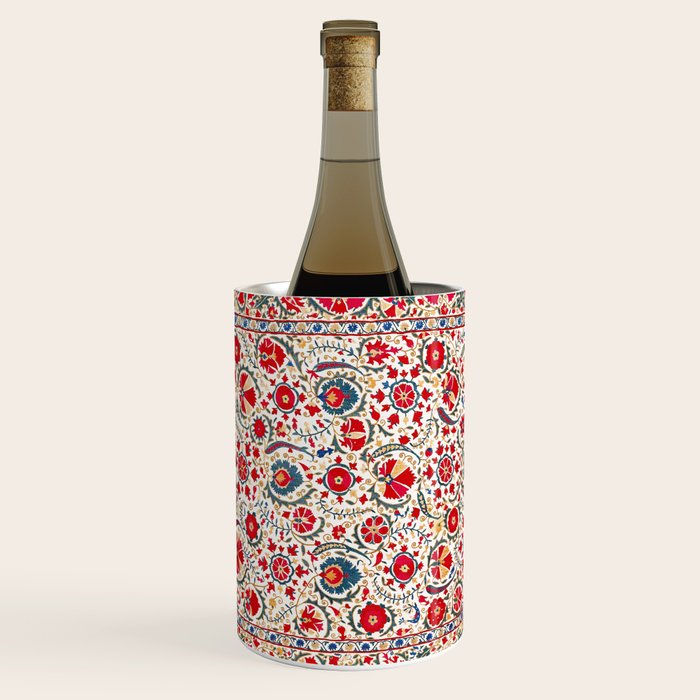 Bokhara  Antique Uzbek Suzani Embroidery Print Wine Chiller Gallery Image 1