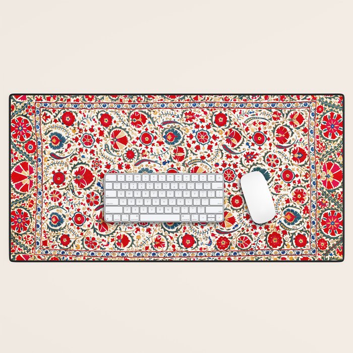 Bokhara  Antique Uzbek Suzani Embroidery Print Desk Mat Gallery Image 1