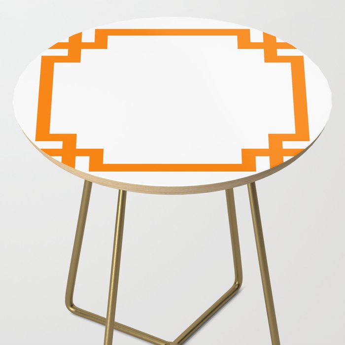 Orange Greek Key Square Border Side Table Gallery Image 2