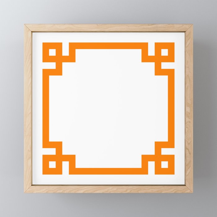 Orange Greek Key Square Border Mini Art Print Gallery Image 1
