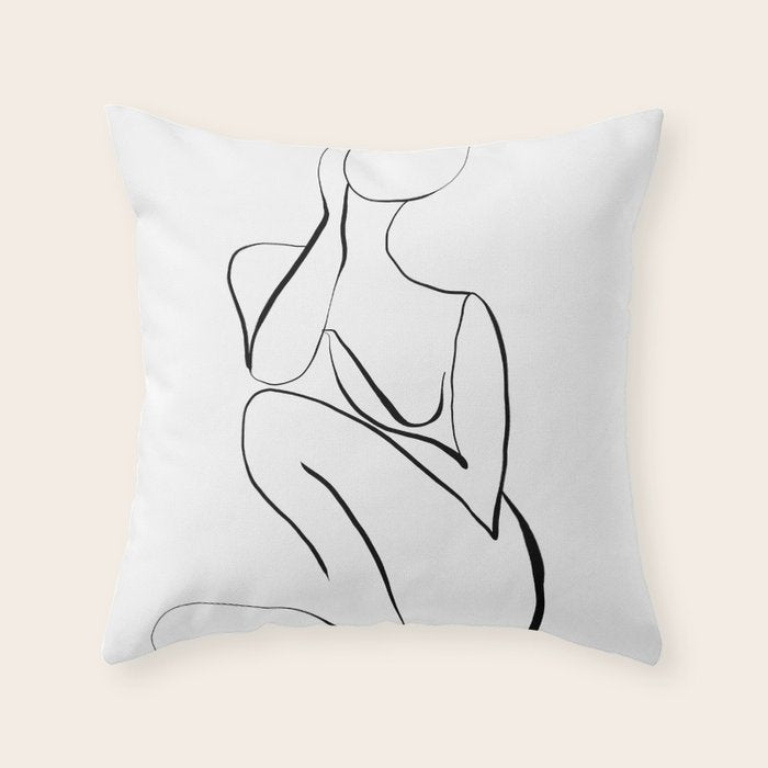 Female Figure Line Art Throw Pillow Gallery Image 6