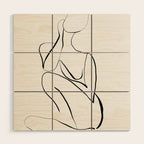 Female Figure Line Art Wood Wall Art Gallery Image 1