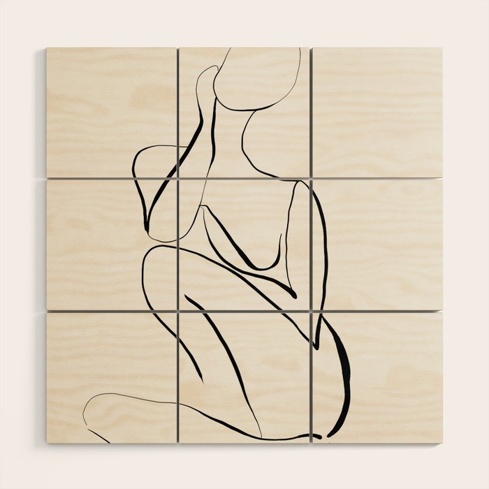 Female Figure Line Art Wood Wall Art Gallery Image 1