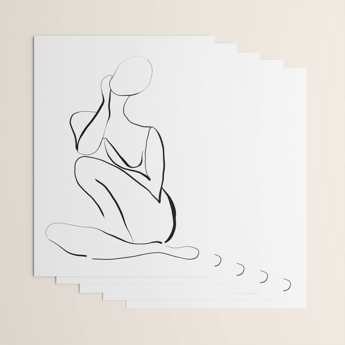 Female Figure Line Art Wrapping Paper Gallery Image 3