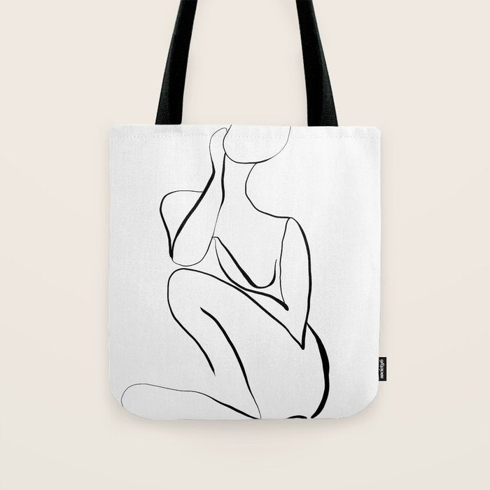 Female Figure Line Art Tote Bag Gallery Image 1