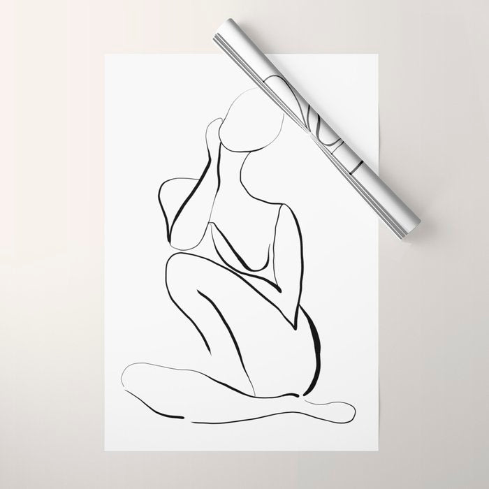 Female Figure Line Art Wrapping Paper Gallery Image 1