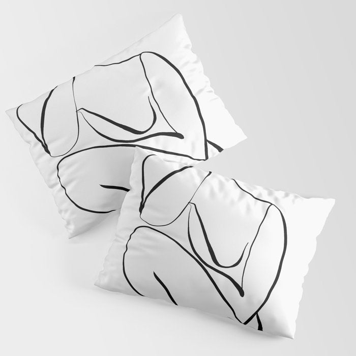 Female Figure Line Art Pillow Sham Gallery Image 3