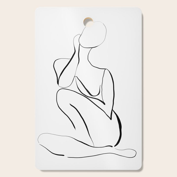 Female Figure Line Art Cutting Board Gallery Image 1