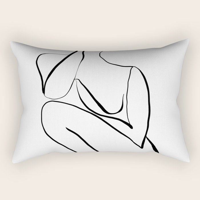 Female Figure Line Art Rectangular Pillow Gallery Image 2