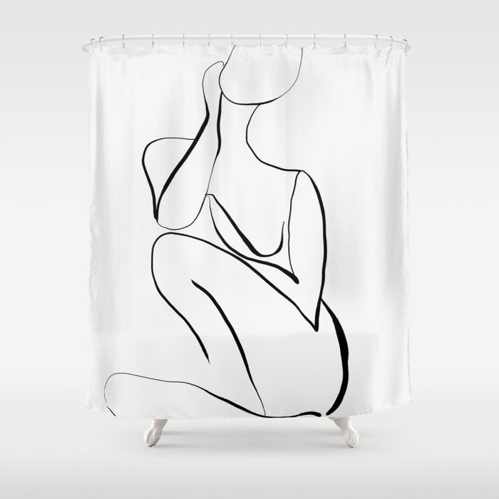 Female Figure Line Art Shower Curtain Gallery Image 1