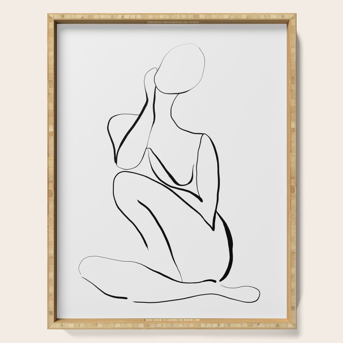 Female Figure Line Art Serving Tray Gallery Image 1