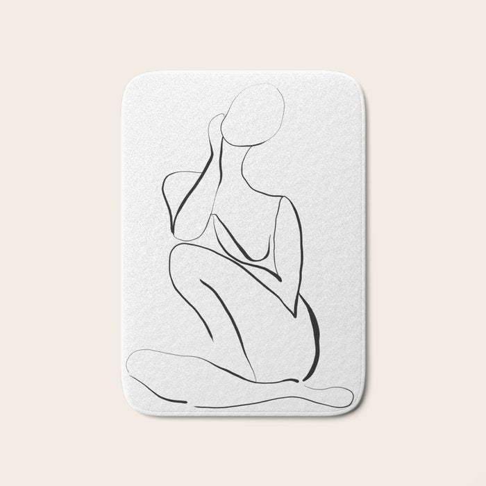 Female Figure Line Art Bath Mat Gallery Image 1