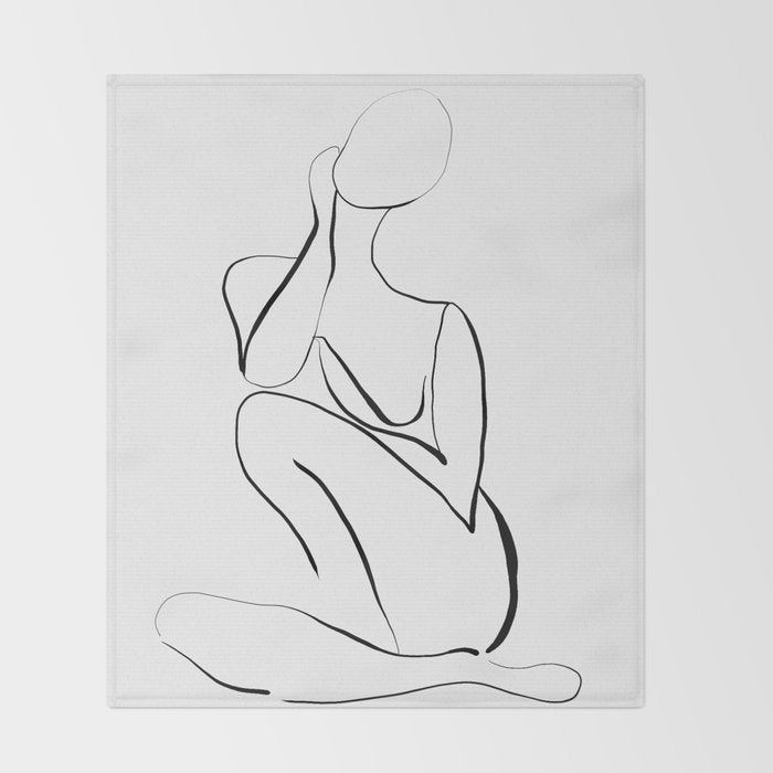 Female Figure Line Art Throw Blanket Gallery Image 2
