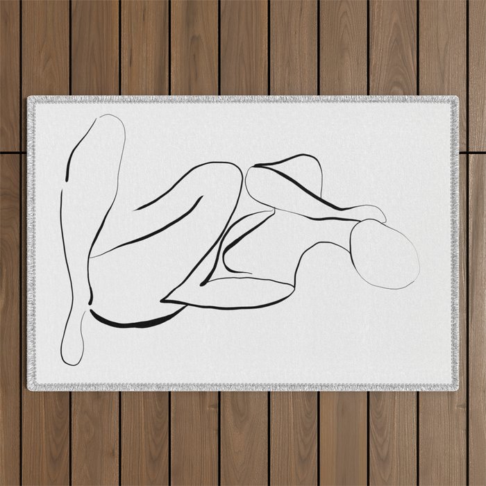 Female Figure Line Art Outdoor Rug Gallery Image 1