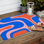 Copacetic Retro Abstract Pattern Pink Orange-Red Bright Blue Outdoor Rug Gallery Image 2