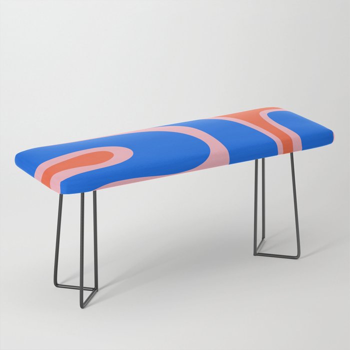 Copacetic Retro Abstract Pattern Pink Orange-Red Bright Blue Bench Gallery Image 1