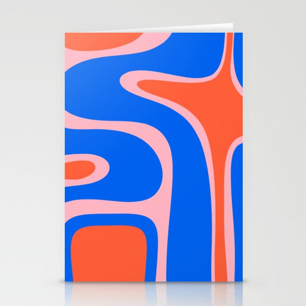 Copacetic Retro Abstract Pattern Pink Orange-Red Bright Blue Stationery Card Gallery Image 1