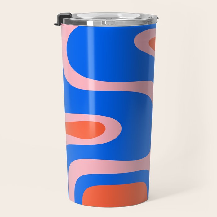 Copacetic Retro Abstract Pattern Pink Orange-Red Bright Blue Travel Mug Gallery Image 3
