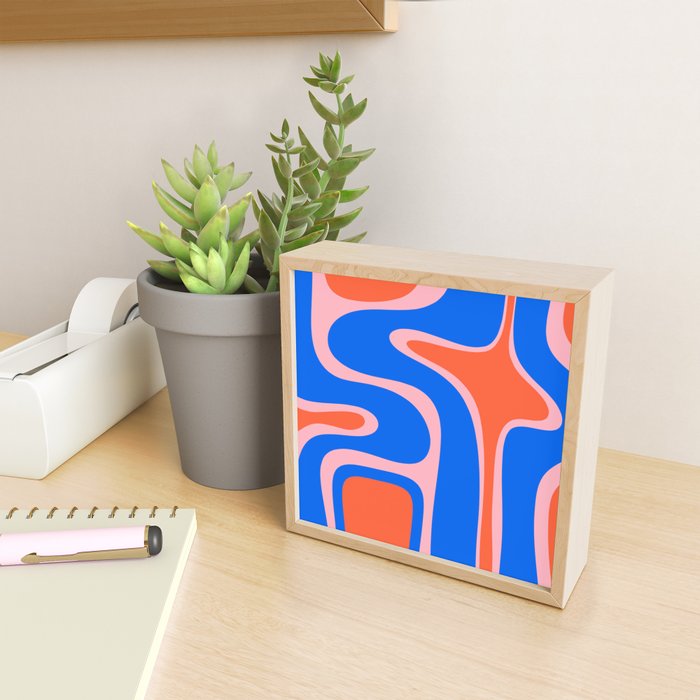 Copacetic Retro Abstract Pattern Pink Orange-Red Bright Blue Mini Art Print Gallery Image 2