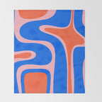 Copacetic Retro Abstract Pattern Pink Orange-Red Bright Blue Throw Blanket Gallery Image 2