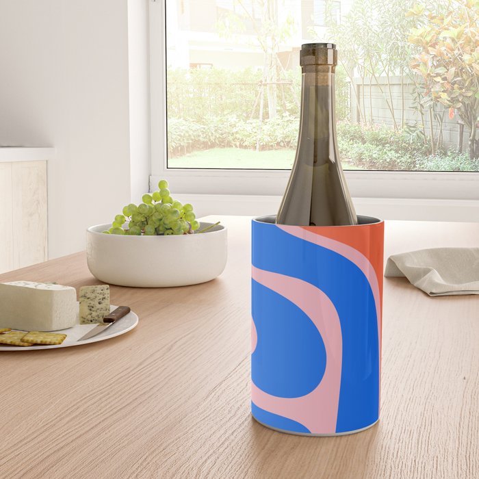 Copacetic Retro Abstract Pattern Pink Orange-Red Bright Blue Wine Chiller Gallery Image 4