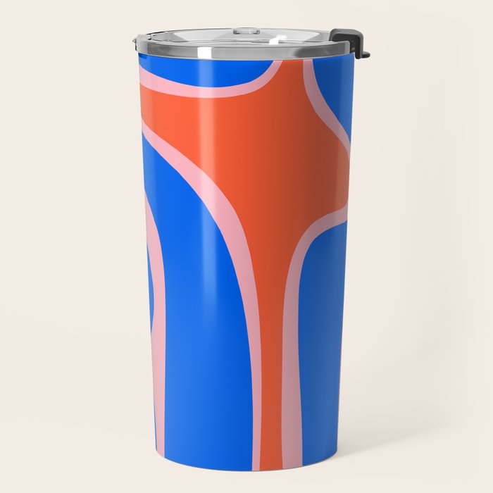 Copacetic Retro Abstract Pattern Pink Orange-Red Bright Blue Travel Mug Gallery Image 2