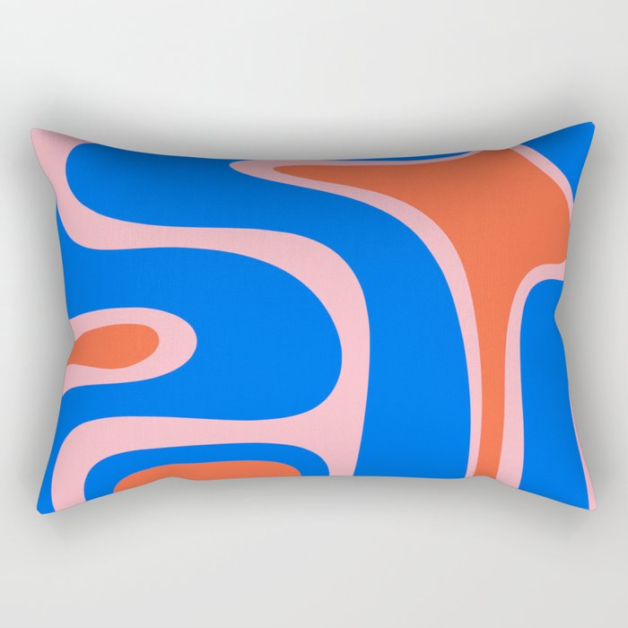 Copacetic Retro Abstract Pattern Pink Orange-Red Bright Blue Rectangular Pillow Gallery Image 1