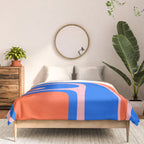 Copacetic Retro Abstract Pattern Pink Orange-Red Bright Blue Comforter Gallery Image 3