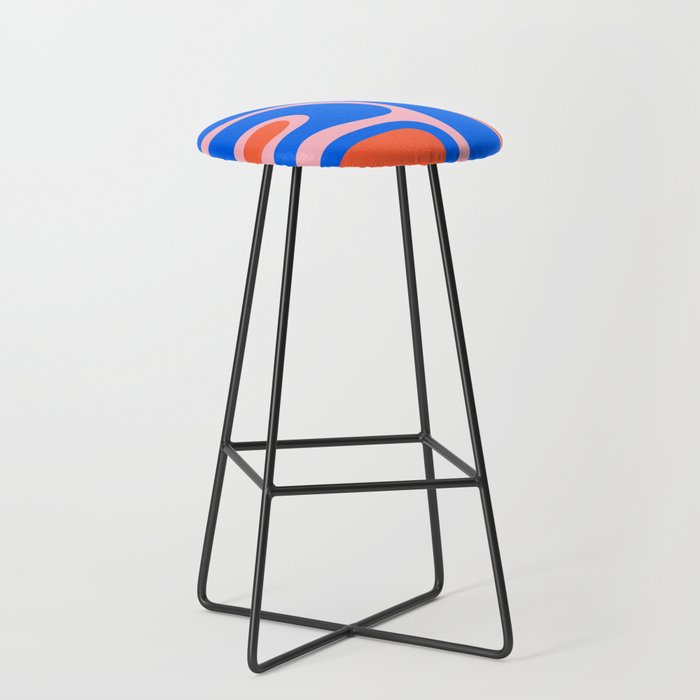 Copacetic Retro Abstract Pattern Pink Orange-Red Bright Blue Stool Gallery Image 1